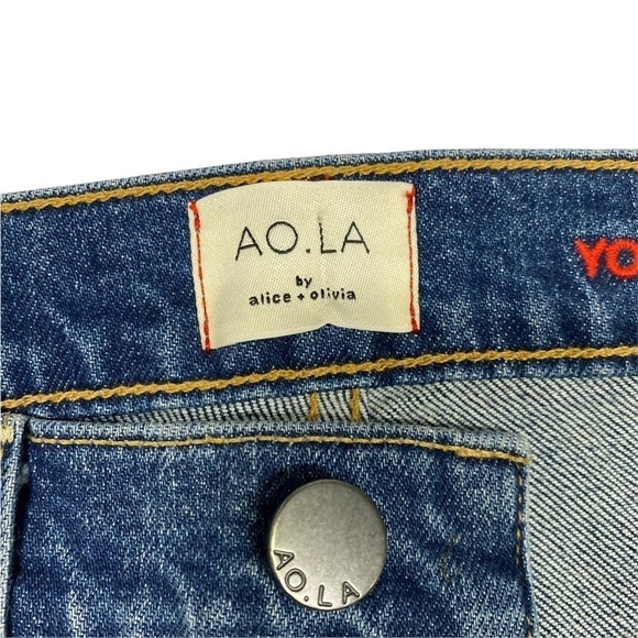 AO.LA Amazing High Rise Slim Girlfriend Studded Jeans in Homebound Wash Size 25 - Picture 6 of 8